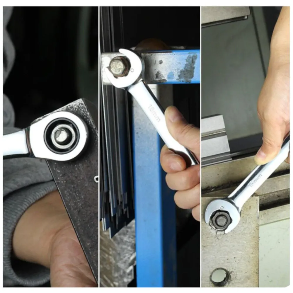 Llave combinada con carraca articulada 19 mm grabado láser Q&X