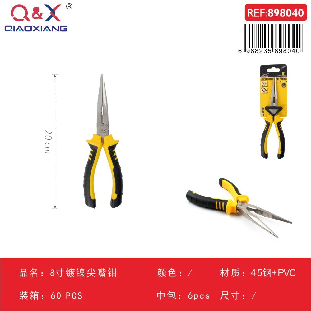 Pinza punta larga niquelada 8Pulgada Q&X