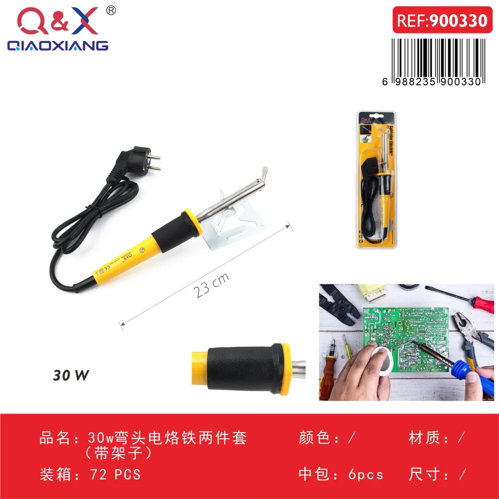 Set cautín eléctrico punta curva 30 W dos piezas con soporte Q&X