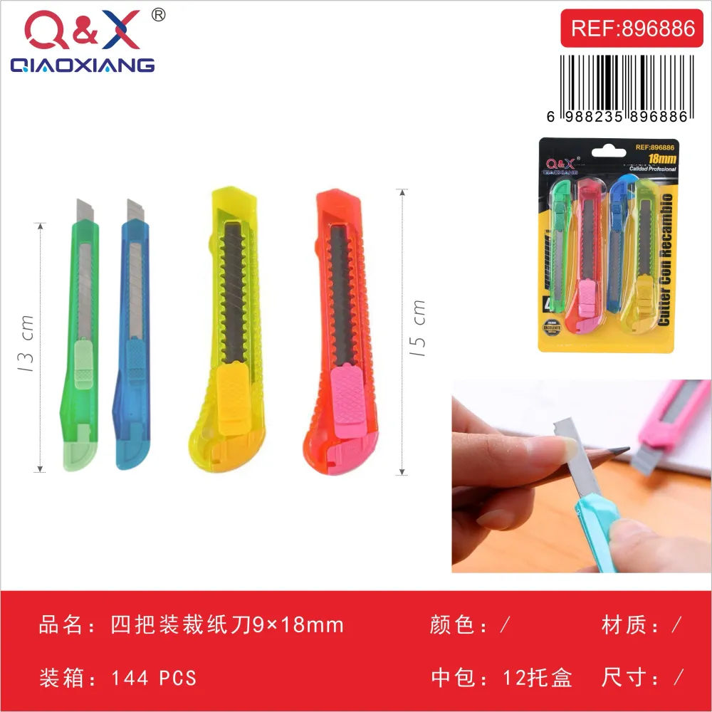 Set de cuchillas cortapapel 9×18 mm 4 pcs Q&X