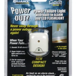 Linterna LED recargable Reliance Power Out de plástico blanco, 100 lm, 1 pulgada de largo x 1 pulgada de ancho, con pilas...