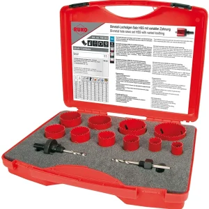 Ruko 106303 - Juego de 12 coronas perforadoras HSS bimetal para mantenimiento tipo Universal