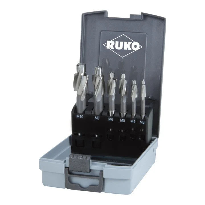 RUKO Juego de avellanadores planos DIN 373 M3-M10 medio para agujero pasante ( 4000601844 )