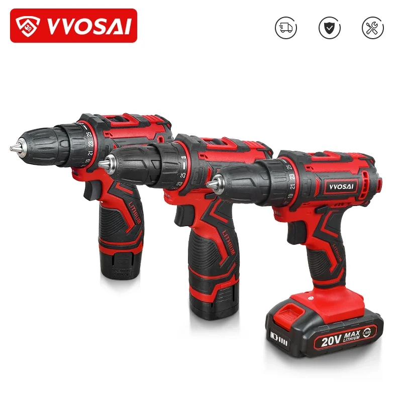 VVOSAI 12V 16V 20V Taladro inalámbrico Destornillador eléctrico Mini controlador de potencia inalámbrico DC Baterí de ione...