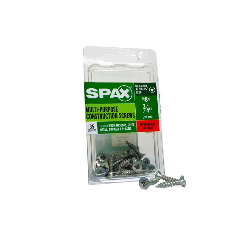 SPAX No. 8 x 3/4 . L Phillips/Square Flat Head Zinc-Plated Steel Multi-Purpose Screw 35 each - Deal Week