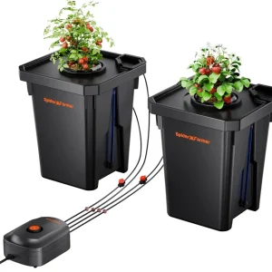 Sistema Hidropónico DWC Spider Farmer con Multirriego Superior – Kit de 2 Cubetas de 7 Galones con Bomba de Aire de 8W