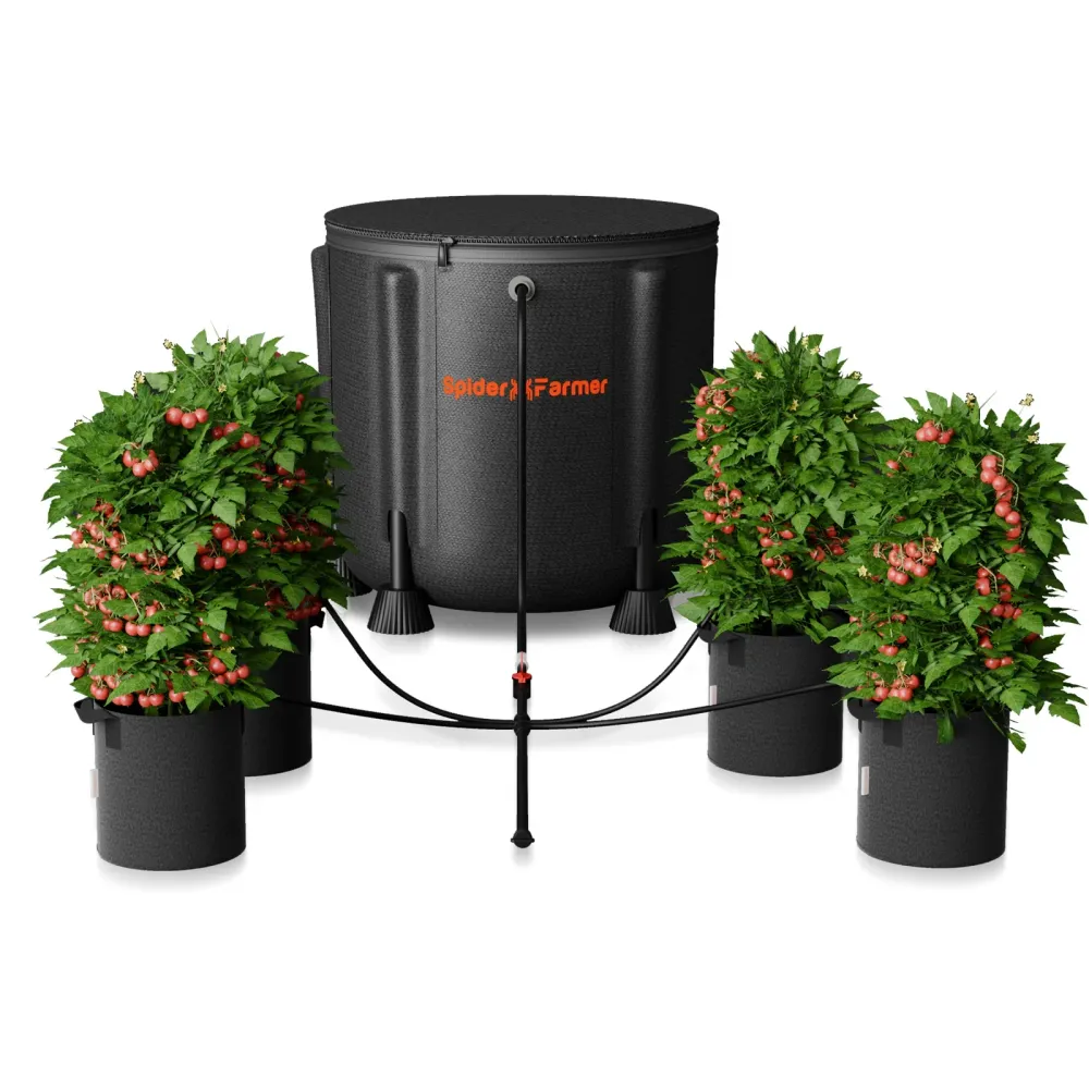 Sistema de Riego Automático por Goteo Spider Farmer – Bomba de Agua 25W con Tanque de 50L y 8 Emisores Ajustables