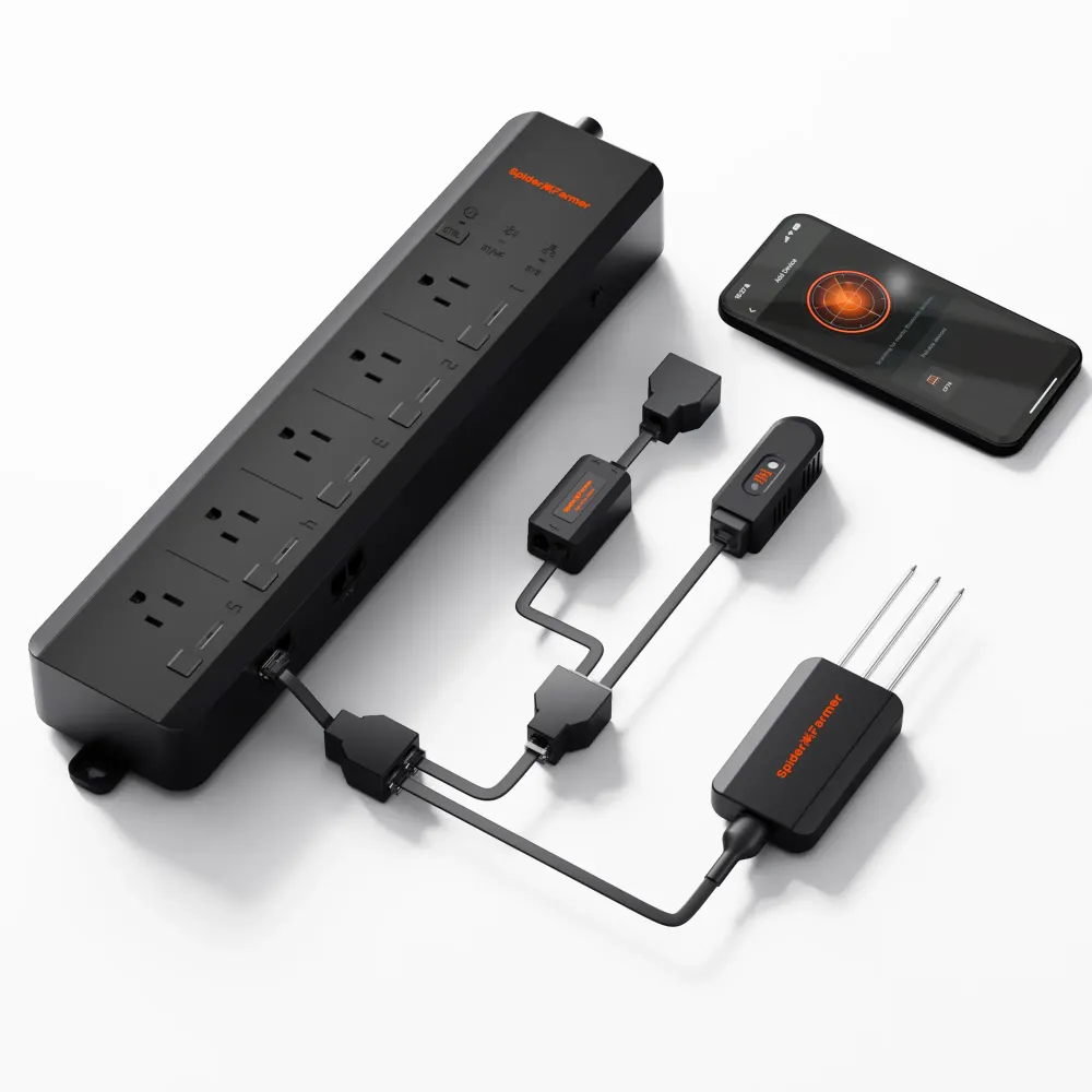 Spider Farmer GGS AC5 2025 – Multiconector Eléctrico Inteligente WiFi/Bluetooth con 5 Tomas para Automatizar Clima en Cult...
