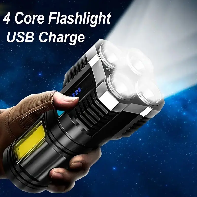 Linternas LED de alta potencia, antorcha de Camping con 4 cuentas de lámpara y luz lateral COB, linterna de mano portátil...