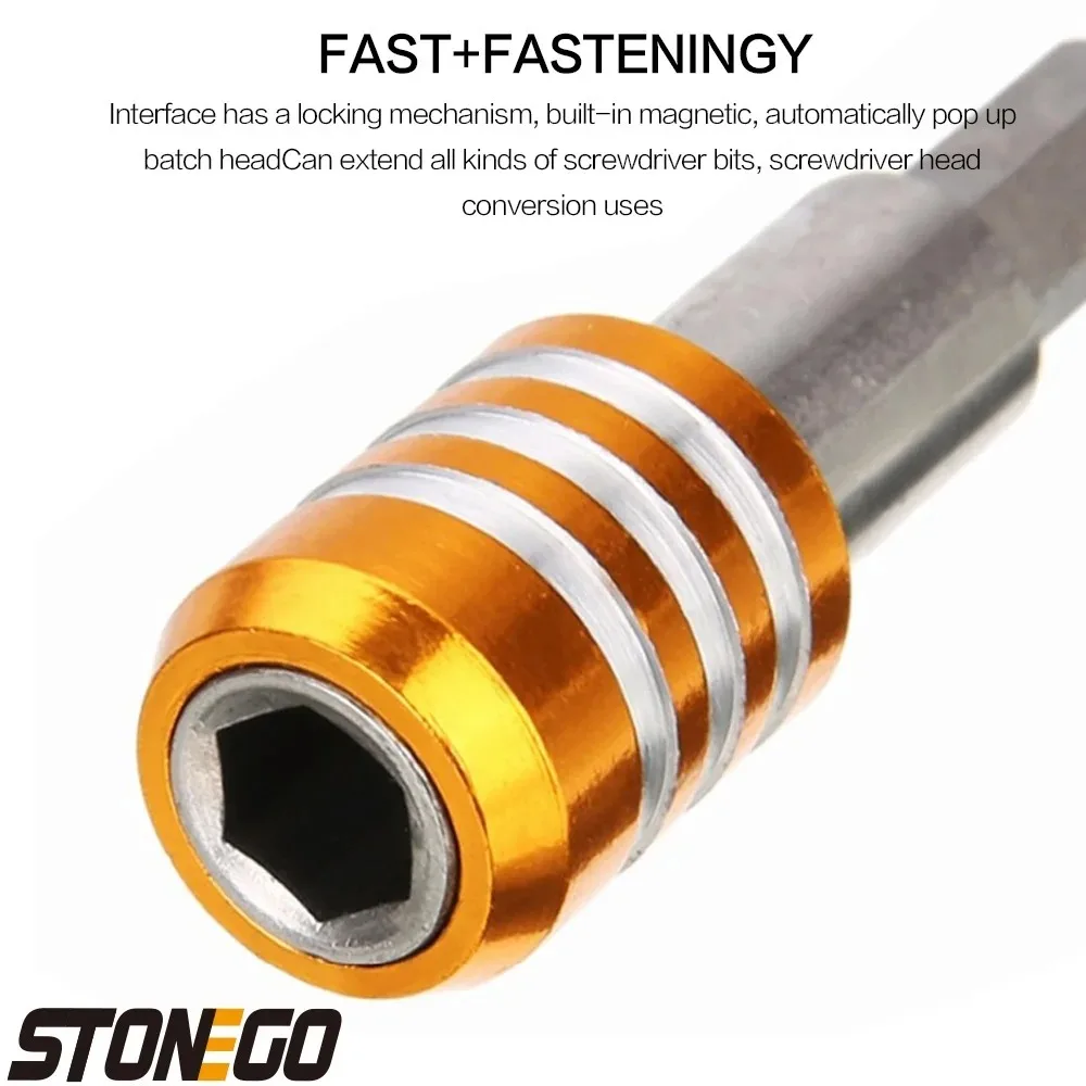 STONEGO-destornillador eléctrico magnético de liberación rápida, vástago hexagonal de 1/4 pulgadas, soporte de broca de ex...