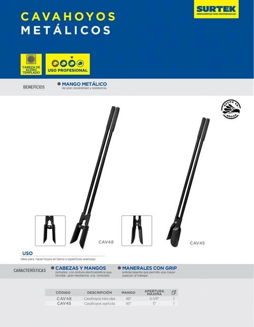 Cavahoyos Hercules Mango Metálico 48" Surtek