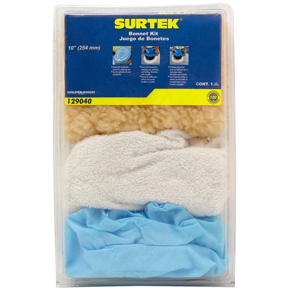 Juego de 7 bonetes para pulidora 10" Surtek.