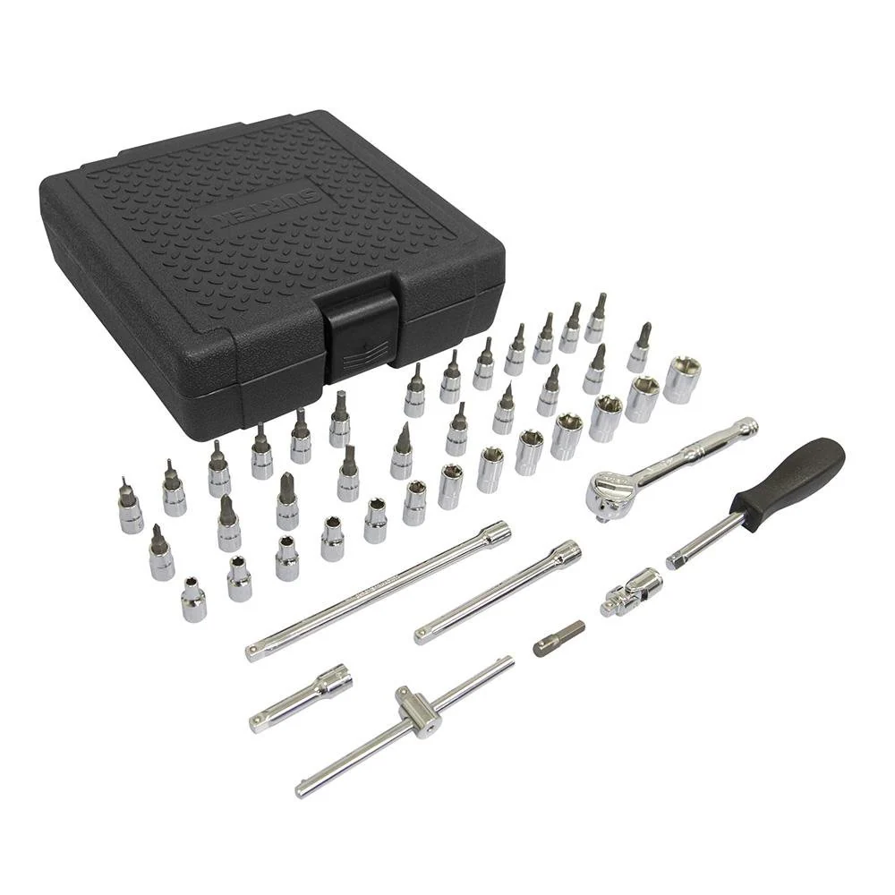 Juego De 45 Dados Y Accesorios En Pulgadas 1/4" Surtek.