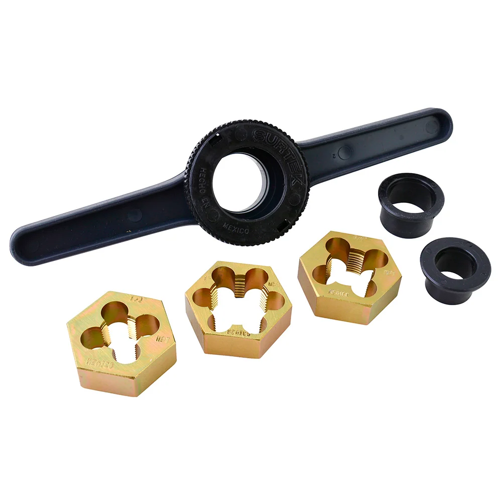 Juego de tarraja para tubo de PVC de 1/2" 1" NPT, 6 piezas Surtek