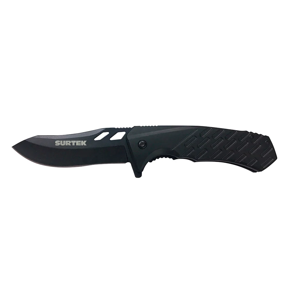 Navaja abatible de acero inoxidable con mango de plástico hoja dentada de 3-1/4" Surtek
