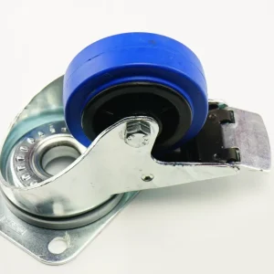 RUEDA DE GOMA ELASTICA AZUL CON PLACA GIRATORIA Y FRENO - 80 MM, 70 KG, 108 MM, 105 X 85 MM - 80 MM, 70 KG, 108 MM, 105 X...