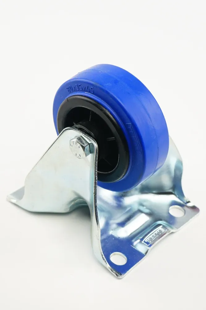 RUEDA DE GOMA ELASTICA AZUL CON SOPORTE FIJO - 80 MM, 70 KG, 108 MM, 103 X 85 MM - 80 MM, 70 KG, 108 MM, 103 X 85 MM TENTE