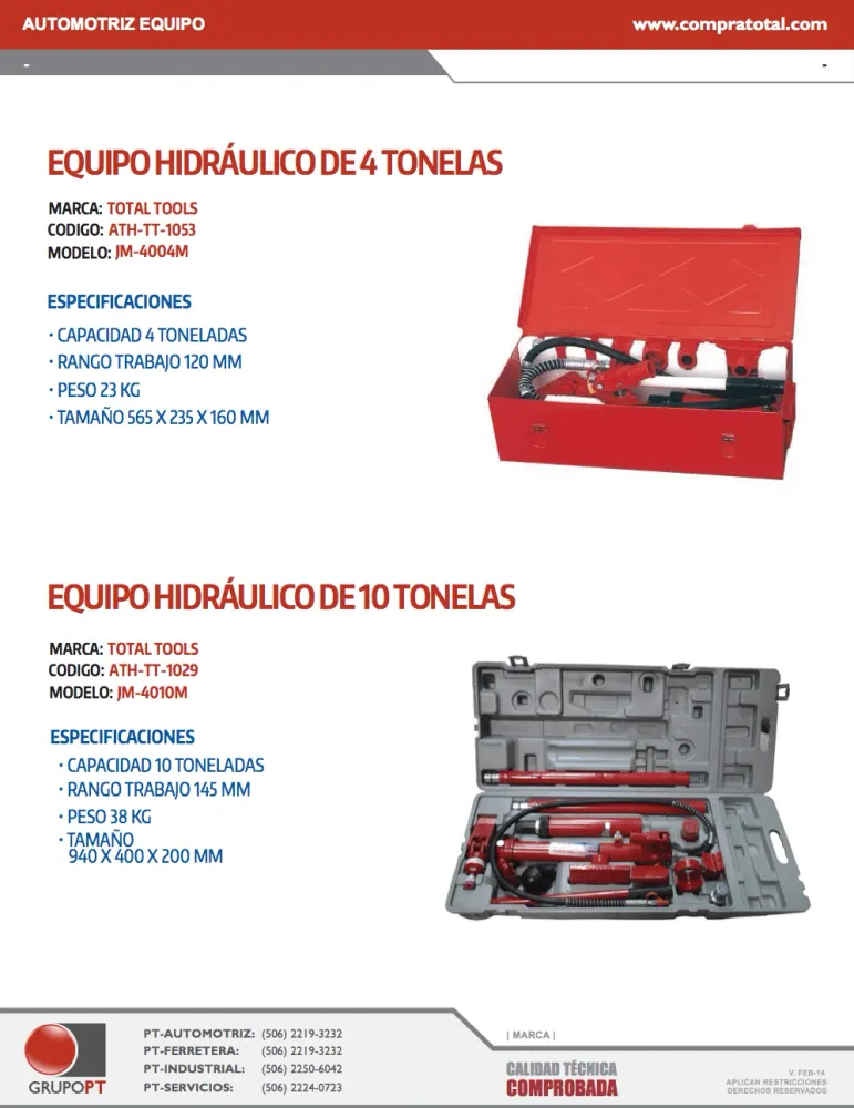 EQUIPO (PATO) HIDRAULICO PARA ENDEREZADO EN 4 TONELADAS TOTAL TOOLS