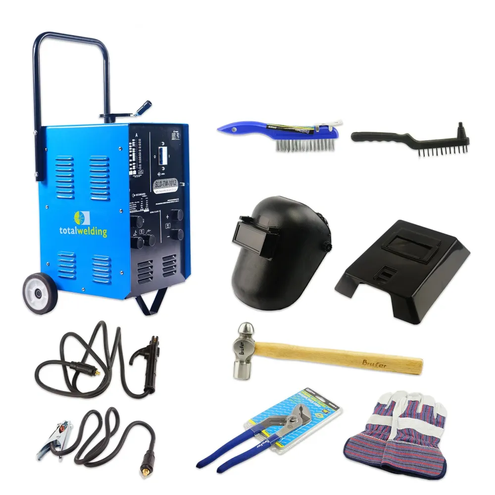 KIT DE SOLDADORA USO INDUSTRIAL EN 250 AMPS AC/DC CON ACCESORIOS PARA SOLDAR TOTAL WELDING