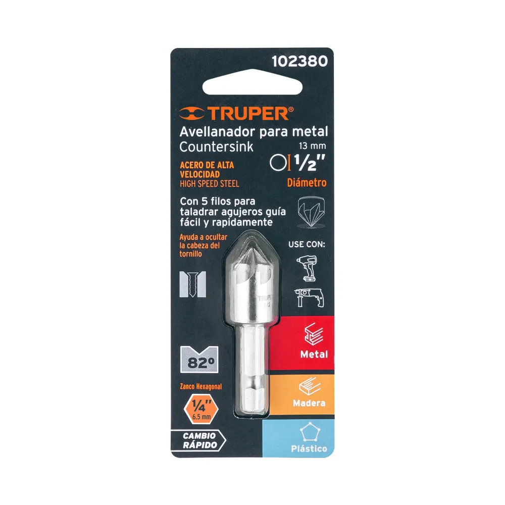 Avellanador HSS cambio rápido 1/2", Truper