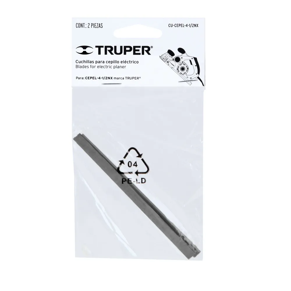 Bolsa con 2 cuchillas carburo de tungsteno para CEPEL-4-1/2NX Truper