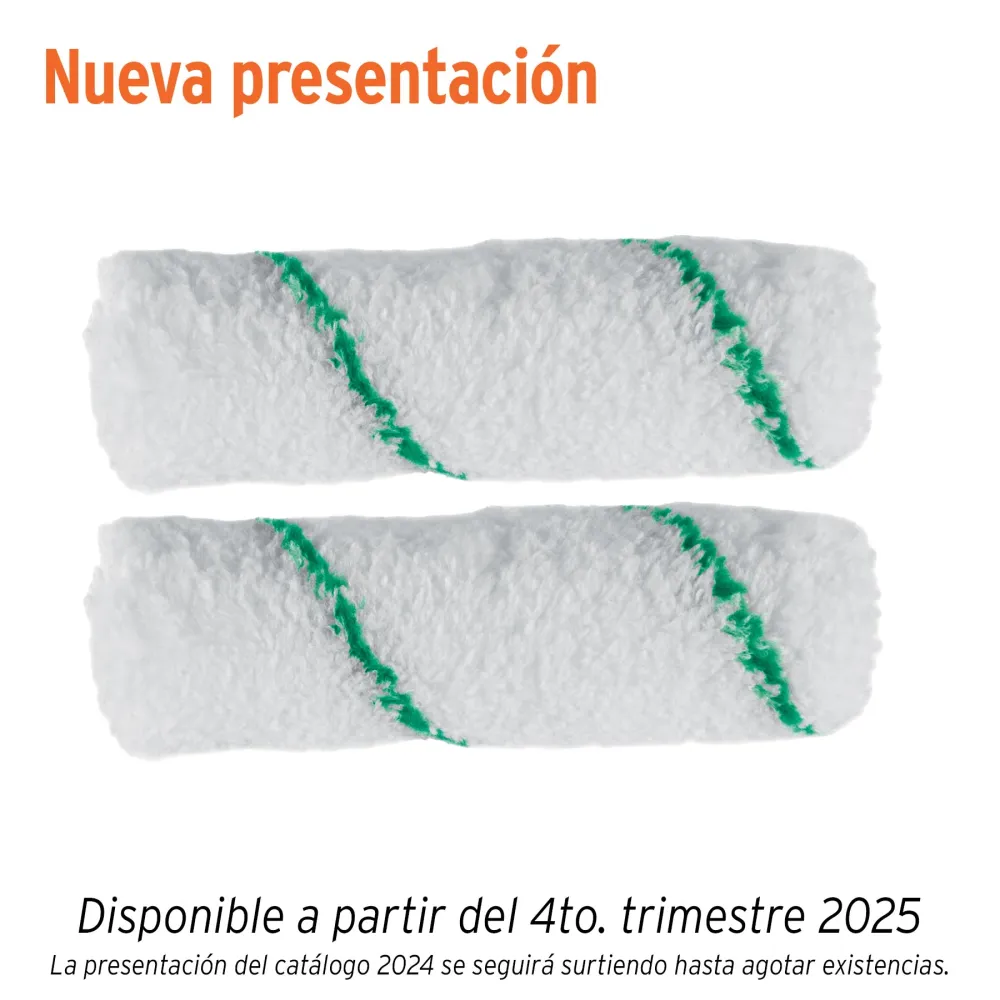 Bolsa con 2 felpas de microfibra 4"x3/8", para mini rodillo Truper