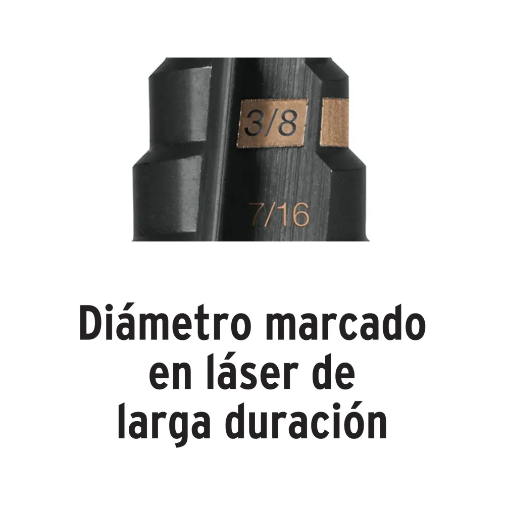 Broca escalonada óxido negro 12escalones 7/16 1-1/8,Truper