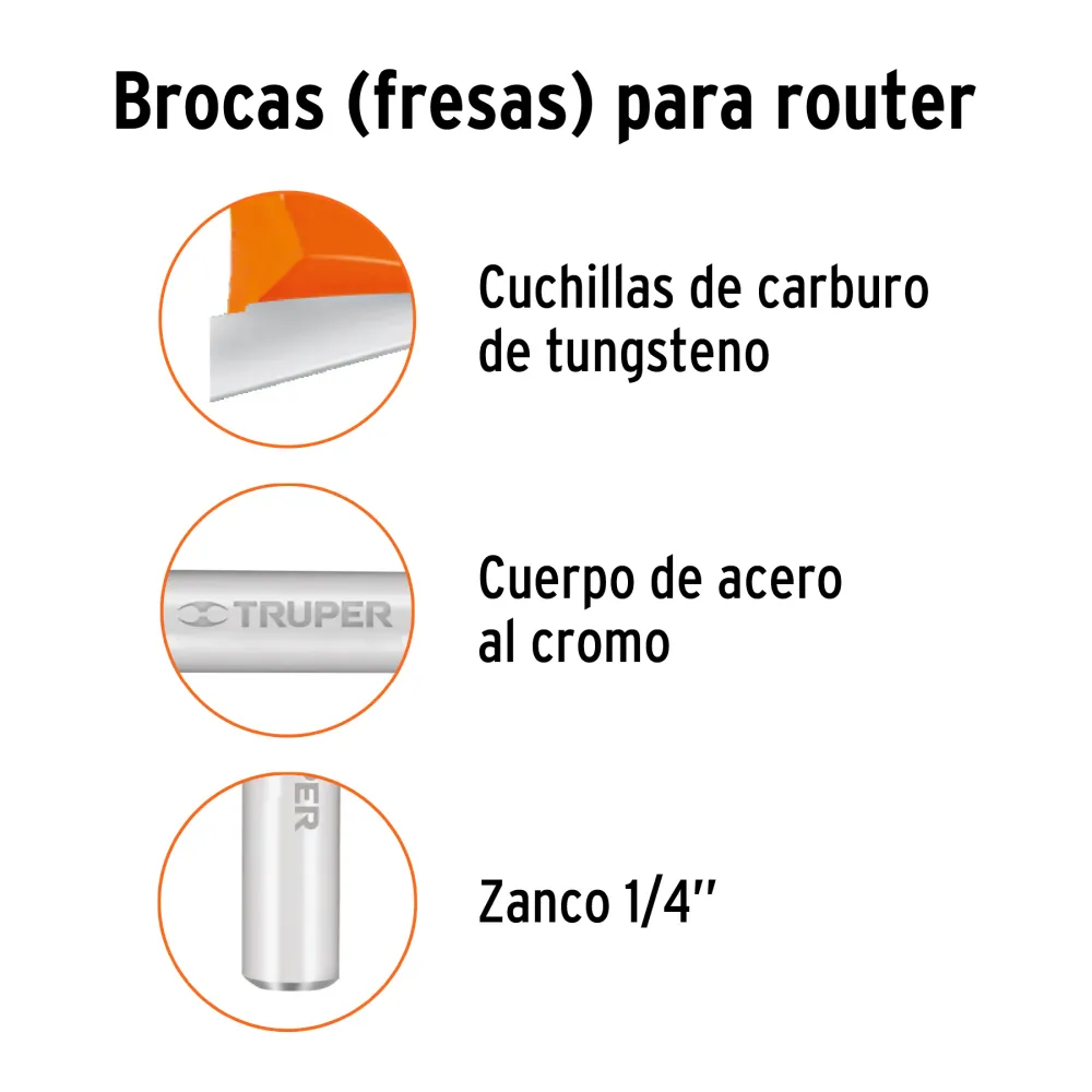 Broca para router, rebajado, 7/8" con balero, Truper