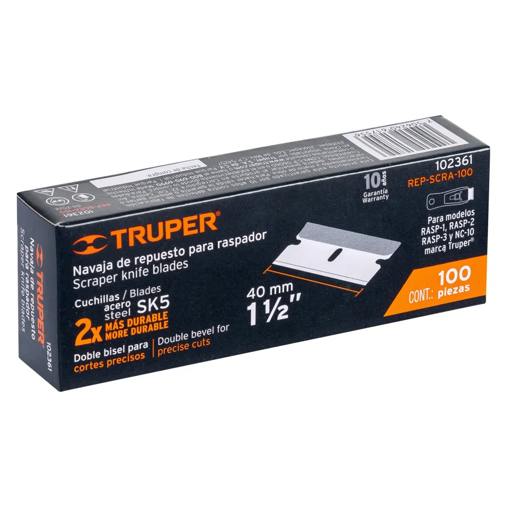 Caja con 100 cuchillas de repuesto para RASP-3,2,1 y NC-10 Truper