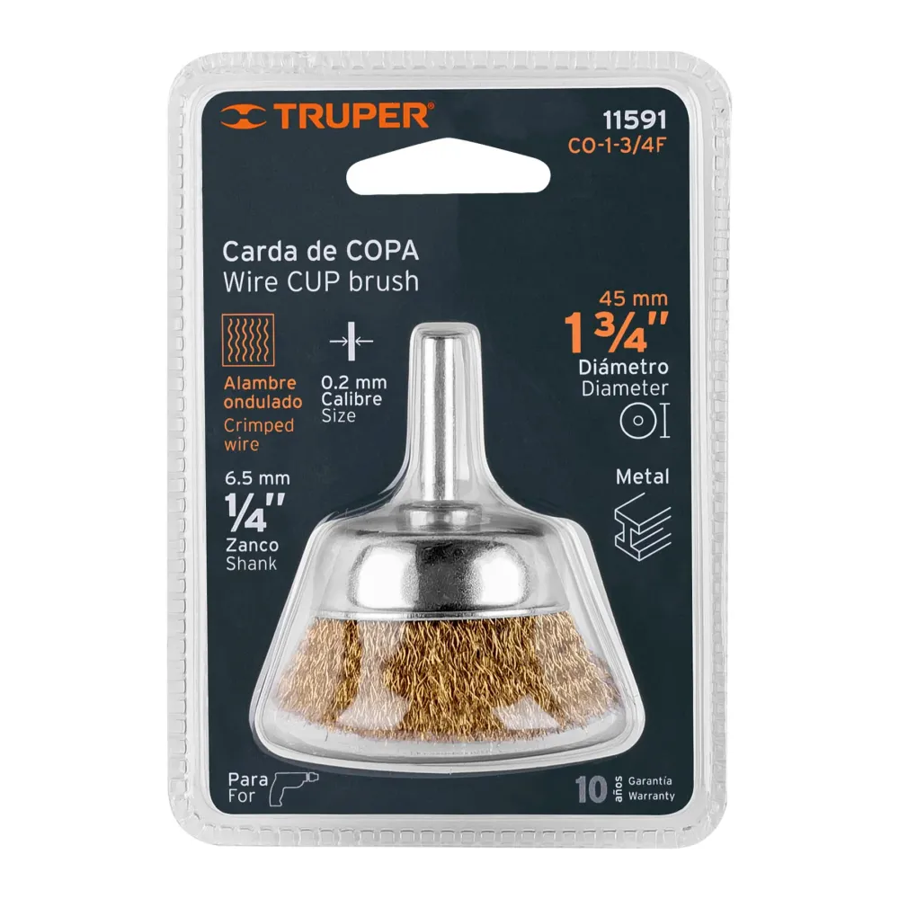 Carda de copa 1-3/4" alambre fino para taladro, Truper