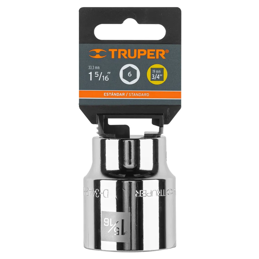Dado de 1-5/16", 6 puntas, cuadro 3/4", Truper
