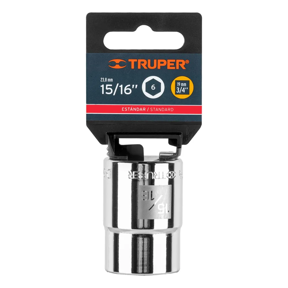 Dado de 15/16", 6 puntas, cuadro 3/4", Truper