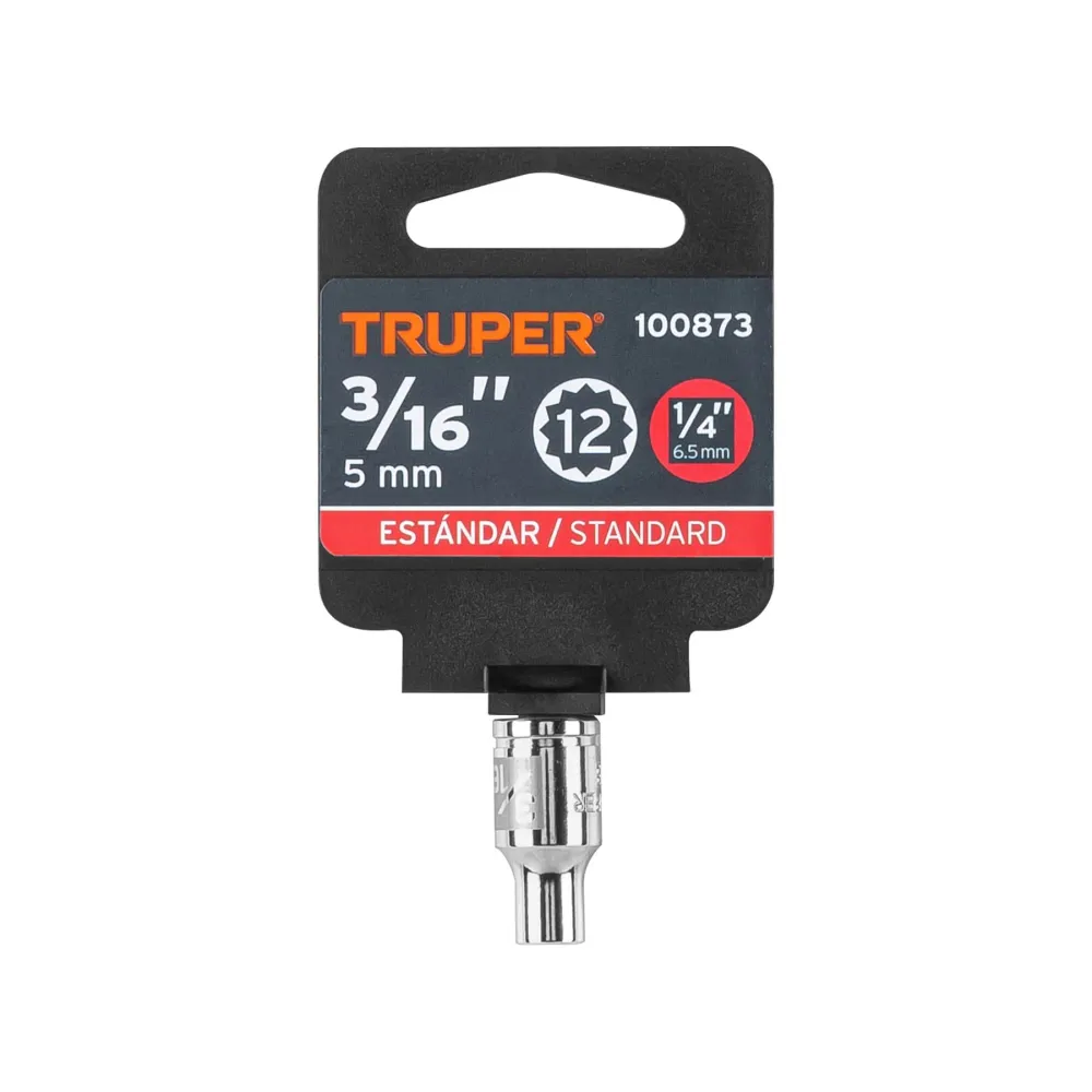 Dado de 3/16", 12 puntas, cuadro 1/4", Truper
