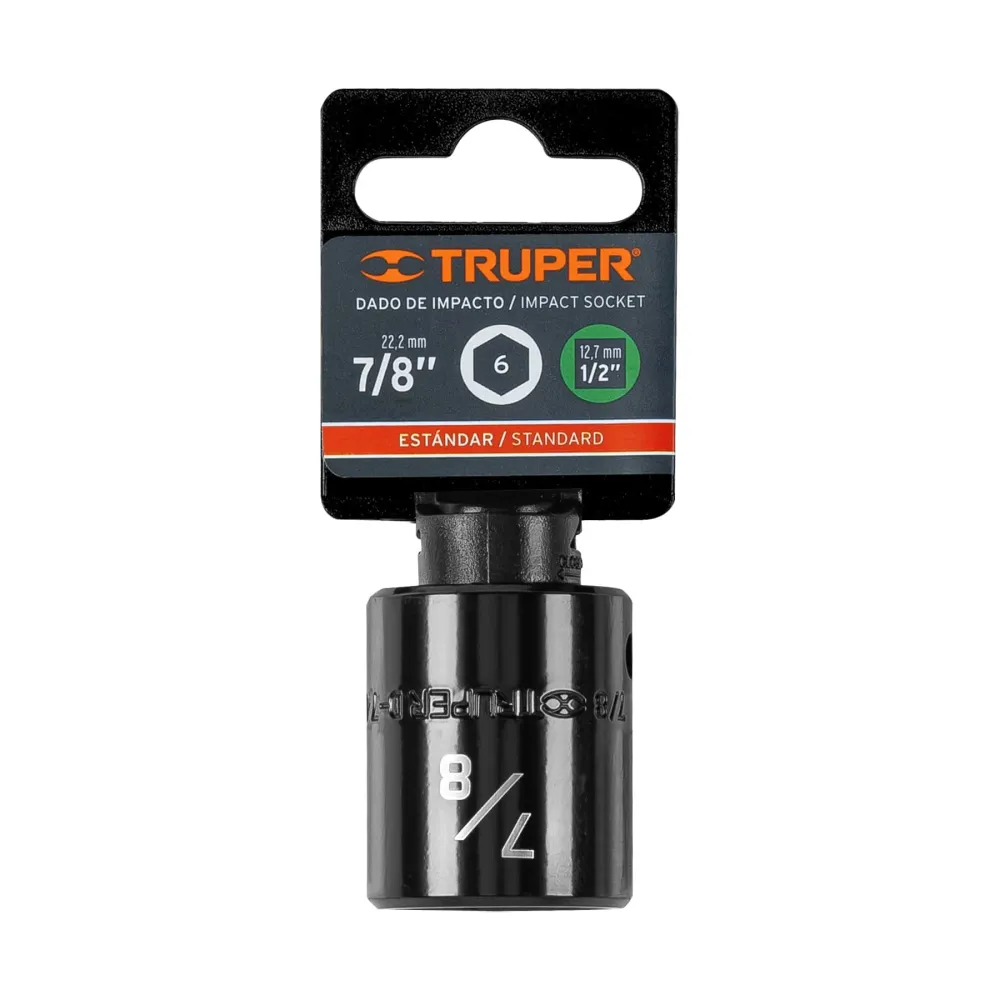 Dado de impacto de 7/8", 6 puntas, cuadro 1/2", Truper