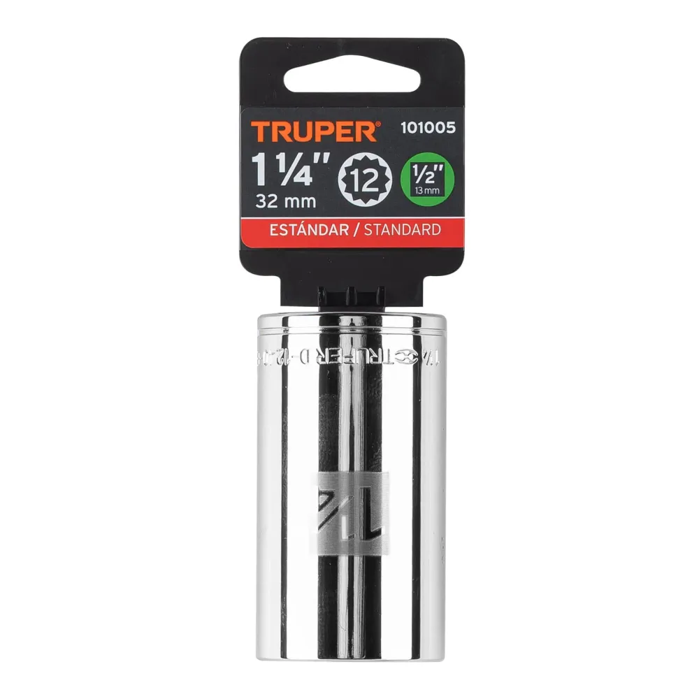 Dado largo de 1-1/4" 12 puntas, cuadro 1/2", Truper