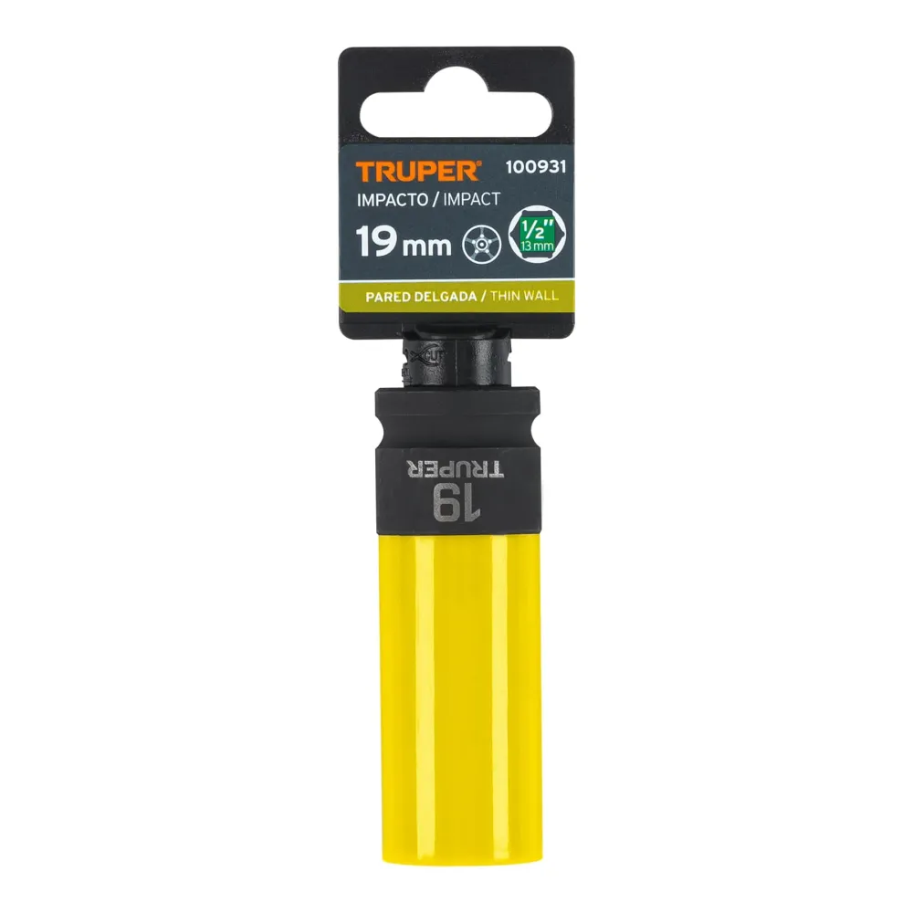 Dado largo impacto protector plástico 19 mm, 6 puntas, cuadro 1/2" Truper