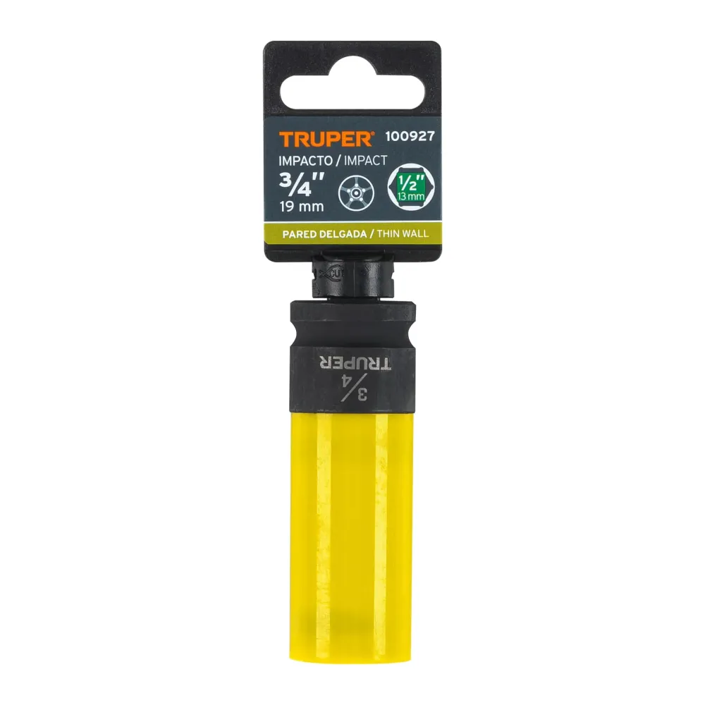 Dado largo impacto protector plástico 3/4", 6 puntas, cuadro 1/2" Truper