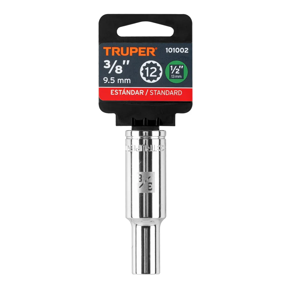 Dado largo de 3/8" 12 puntas, cuadro 1/2", Truper