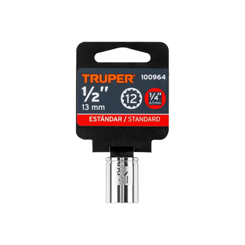Dado de 1/2", 12 puntas, cuadro 1/4", Truper