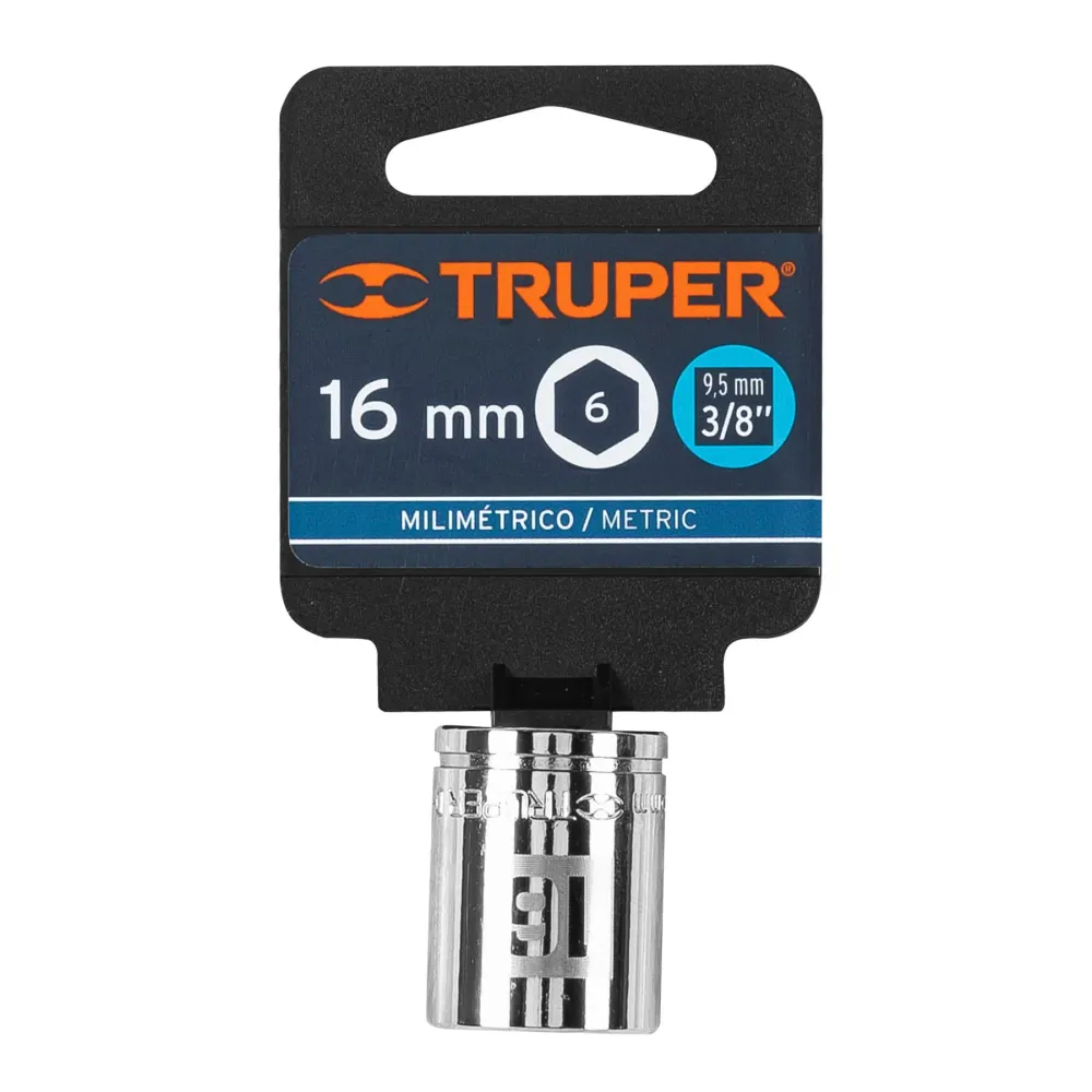 Dado de 16 mm, 6 puntas, cuadro 3/8", Truper