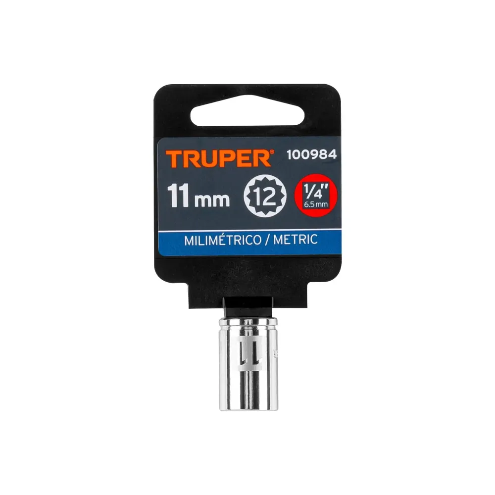 Dado de 11 mm, 12 puntas, cuadro 1/4", Truper
