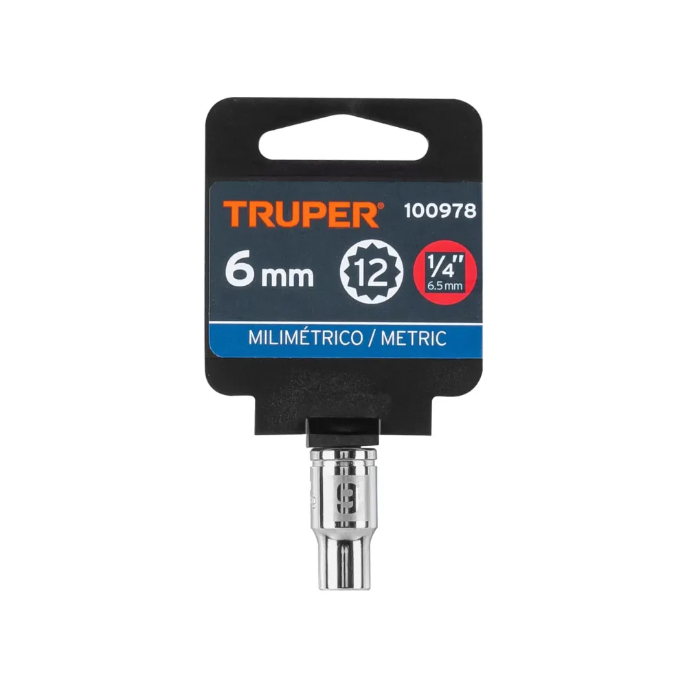 Dado de 6 mm, 12 puntas, cuadro 1/4", Truper