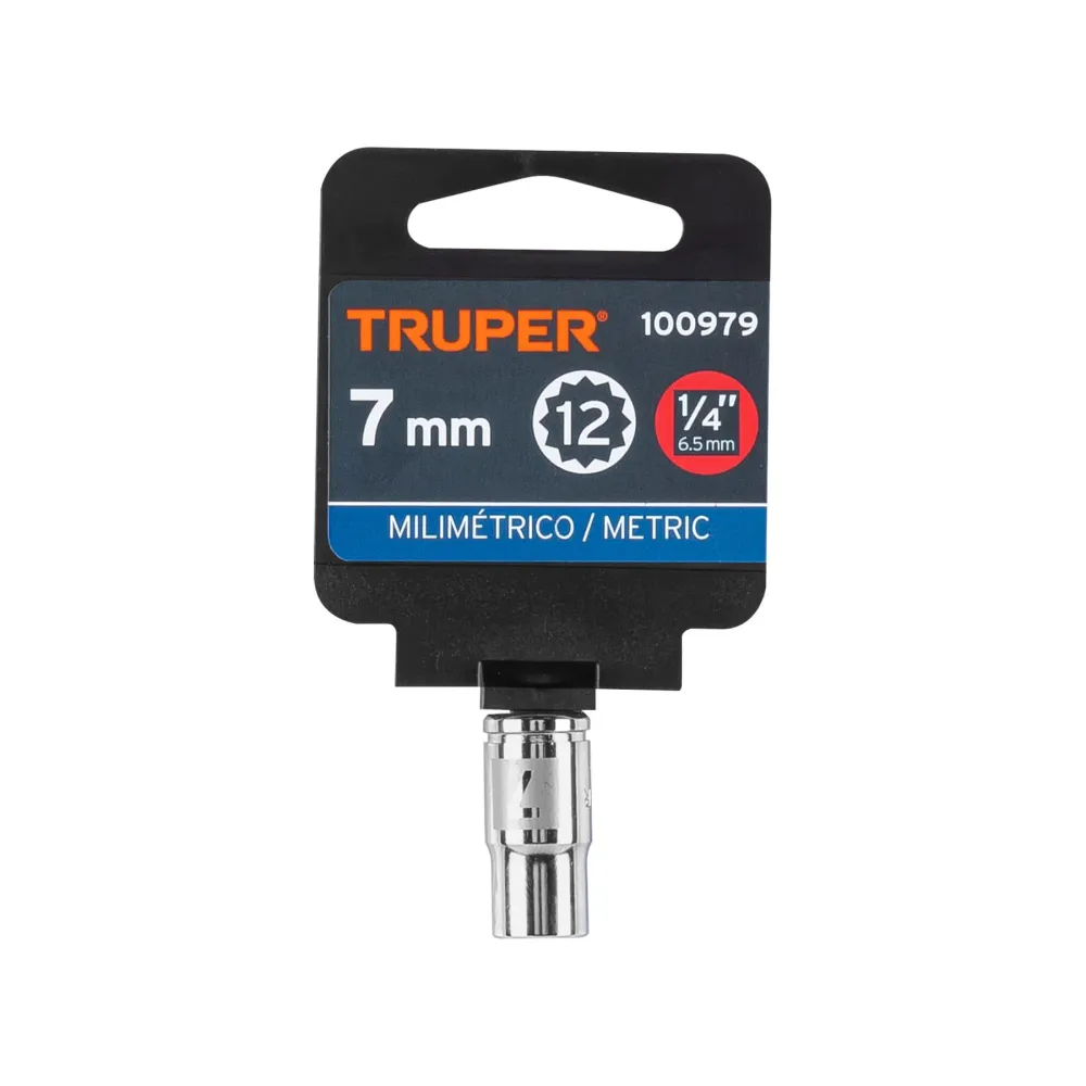 Dado de 7 mm, 12 puntas, cuadro 1/4", Truper