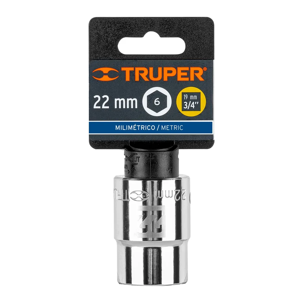 Dado de 22 mm, 6 puntas, cuadro 3/4", Truper