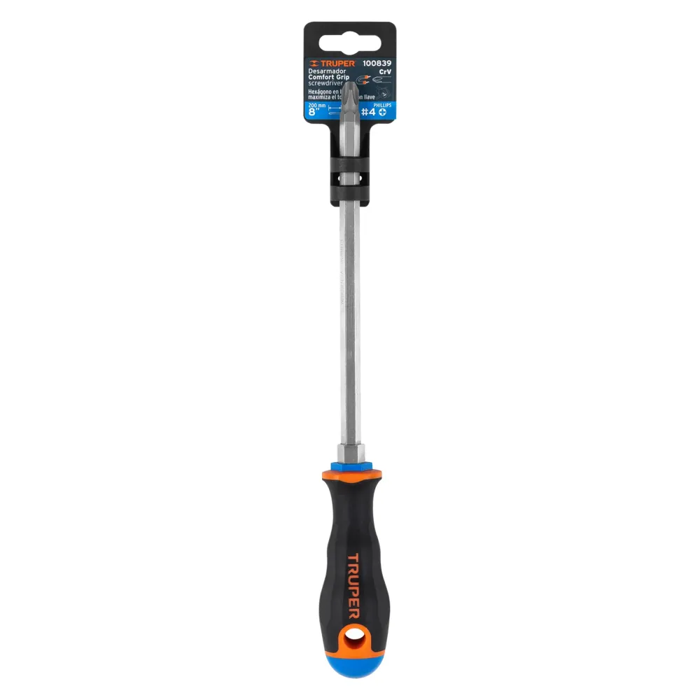 Desarmador de cruz 3/8" x 8" mango Comfort Grip, Truper