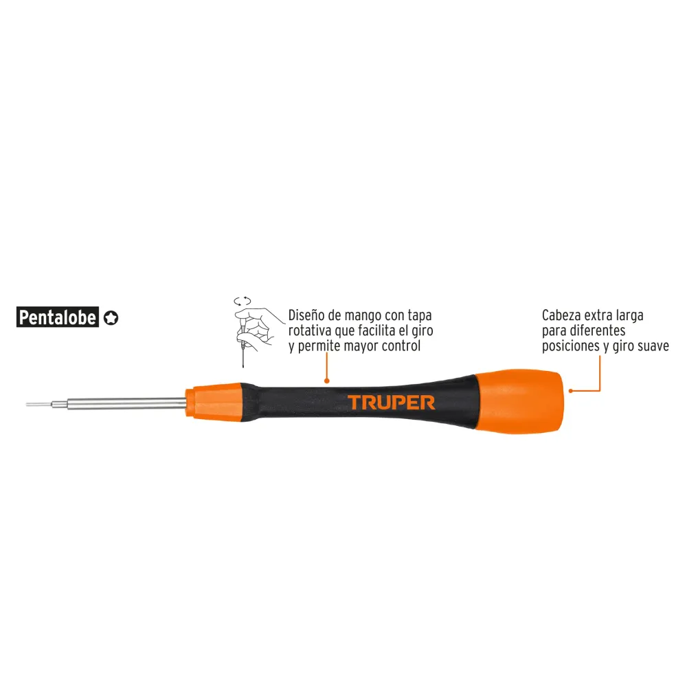 Desarmador de precisión pentalobe PL1 mango ergonómico Truper
