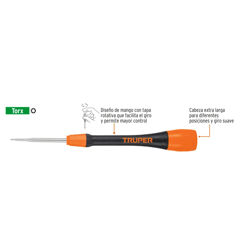 Desarmador de precisión punta torx T8 mango ergonómico Truper