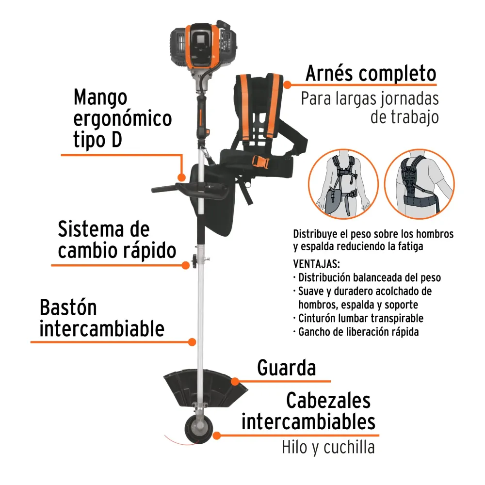 Desbrozadora multifuncional 4 en 1, gasolina 45 cc, Truper