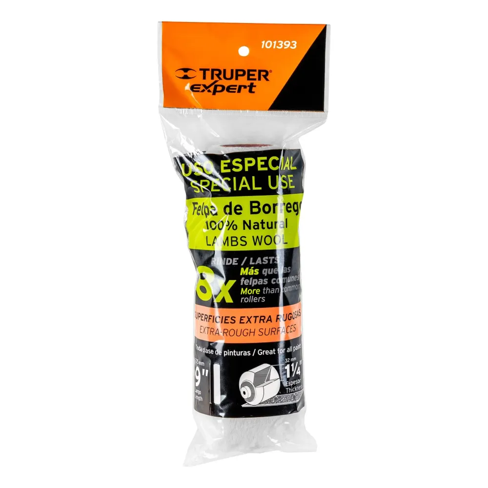 Felpa para rodillo 9x1-1/4",superficies extrarrugosas,Expert Truper
