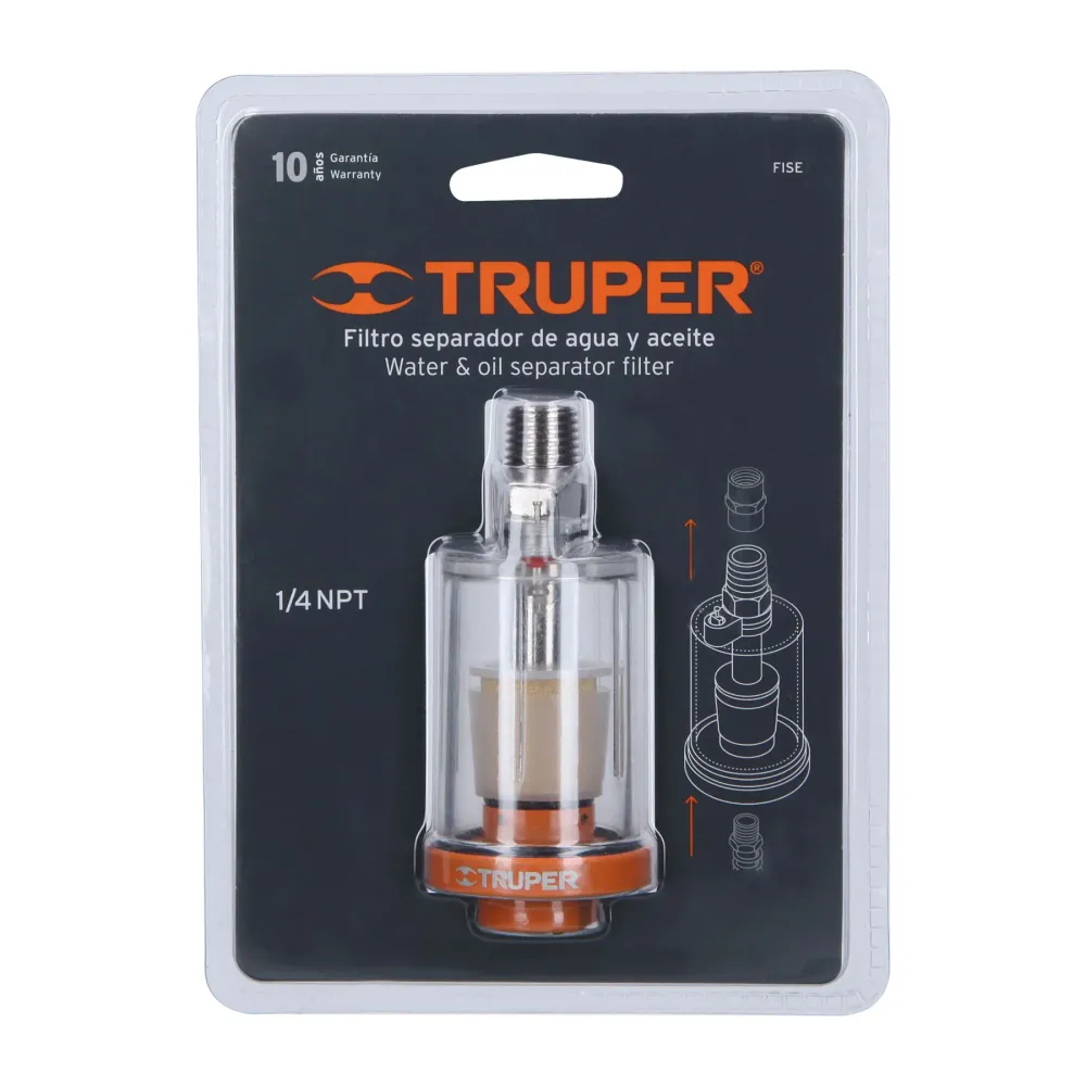 Filtro separador de agua y aceite, cuerda 1/4" NPT, Truper
